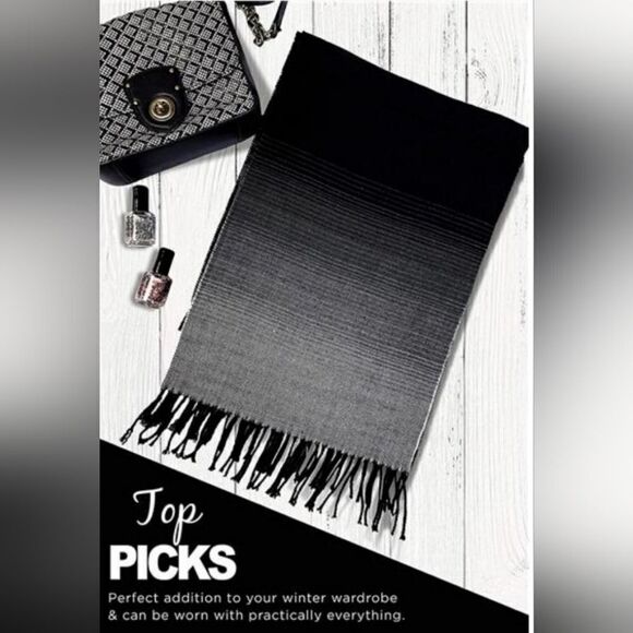 Luxury Cashmere Feel Scarf Soft Fringe Classic Colorblock Women’s Scarf 62"×12" - Picture 10 of 11